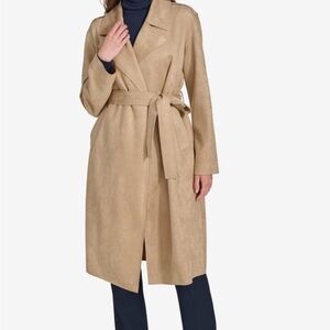 Tommy Hilfiger Women's Faux-Suede Trench Coat